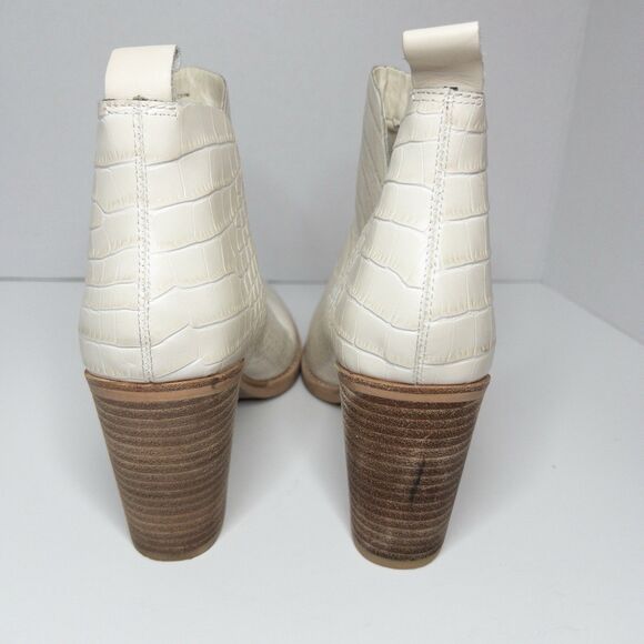 Dolce Vita Croc Embossed Ankle Boots White Western Block Heel Booties Sz 9 - Picture 6 of 16